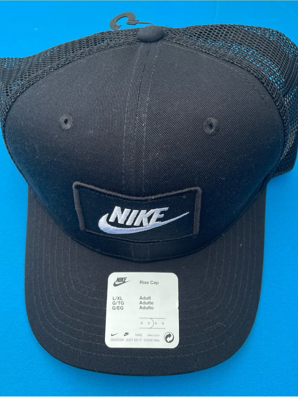 Nike  Rise Snapback Trucker Hat Black size L/XL  NWT